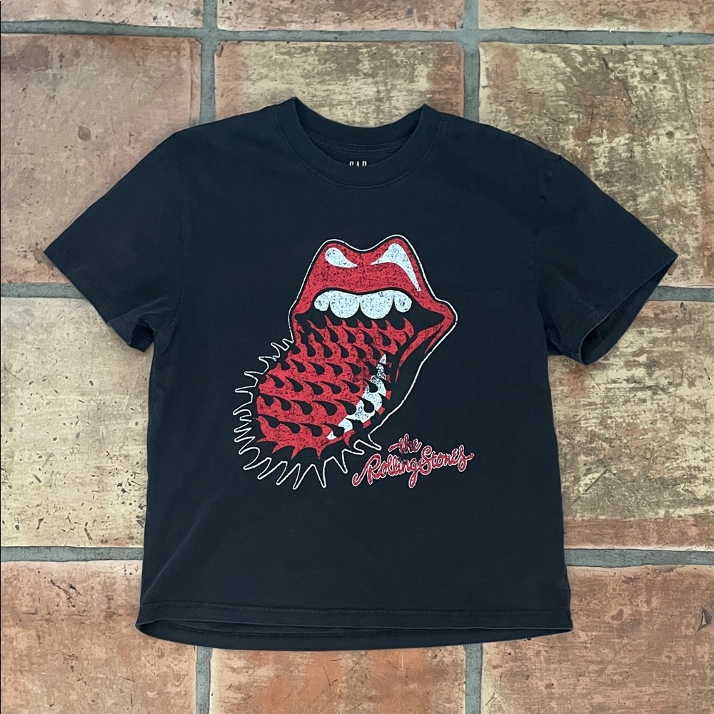 GAP Grey Relaxed Crew Neck T-Shirt Size Small Tall Rolling Stones